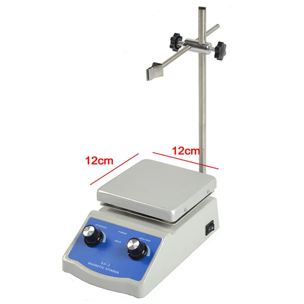 Heizplatte Magnetrührer, Rühren Mischen und Erhitzen,mit Magnetrührstäbe, Zwei Bedienelemente, 1 Rührstab, Rührmenge 500ML, 380°C, 180W SH-2