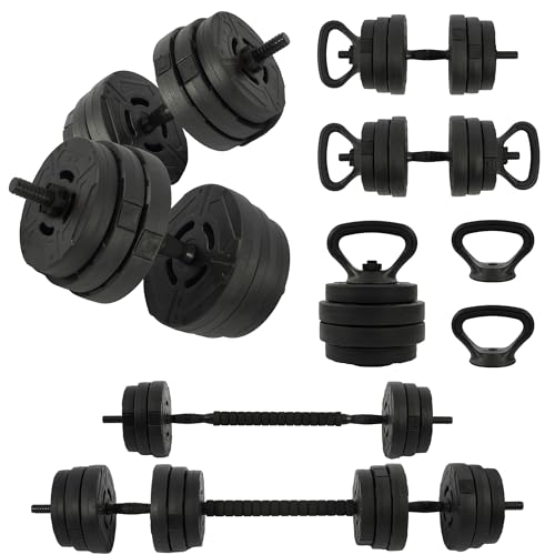 Image of Fitvids Adjustable Dumbbells, 60lbs Free Weight Set with Connector, Multiple Function Dumbbells Set Barbell, Kettlebells, Push up Stand, Weight Plate, Fitness Exercises for Home Gym