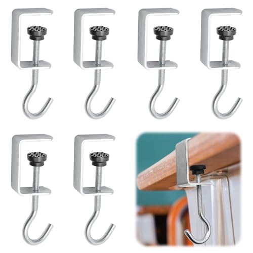Juyibaao 6 soportes para bolsos para mesa, ganchos ajustables de metal, soporte para bolso y mochila, colgador para escritorio, mesa de oficina, escritorio escolar