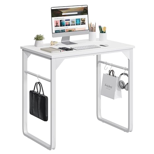 YITAHOME Computer Desk Home Office desk, Small Desks for Small Spaces Small Office Desk Study Writing Desk with Hooks Modern Simple Style Desks for Bedroom, Home, Office(80x50x75cm)
