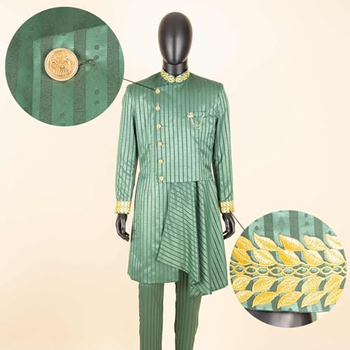 African Suits for Men Chain Embroidery Single Breasted Blazer and Pants Set Formal Outfits Slim Fit Clothes4