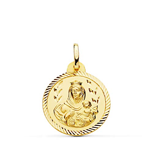 Medalla Nuestra Señora del Carmen. Colgante Virgen. Oro 18 Kilates Hélice 20mm...