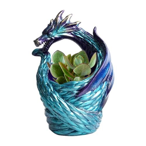 Jarrón de flores - Jarrón de dragón decorativo, diseño de dragón de flores, elegante diseño de dragón con detalles florales artísticos, pieza de acento perfecta para salón, dormitorio, mesa