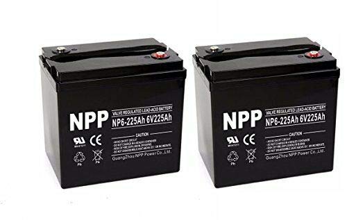 NPP NP6-225Ah 6V 225Ah AGM Deep Cycle SLA Rechargeable Battery for Golf Cart RV Boat Camper Solar System (2 Pack)