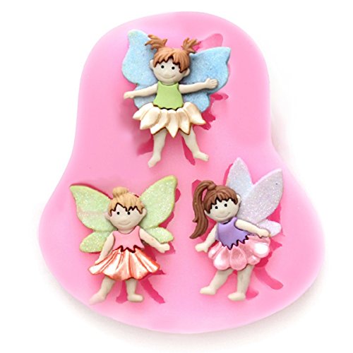 Qinlee Weinachtengeschenk DIY Engel Silikonform Ausstechformen Marzipan Fondant Schokolade Tortendeko Seife Mold Kuchen Dekorieren (Rosa 03) Cover