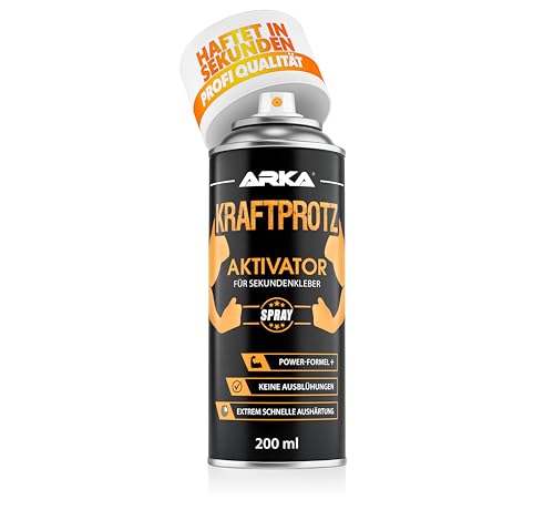 Aktivator Spray 200 ml für Sekundenkleber Aushärtungsbeschleuniger blitzschnell in 14 Sek hitze- & wasserfest rückstandsfrei für Cyanacrylat Kunststoff Glas Metall Holz KRAFTPROTZ