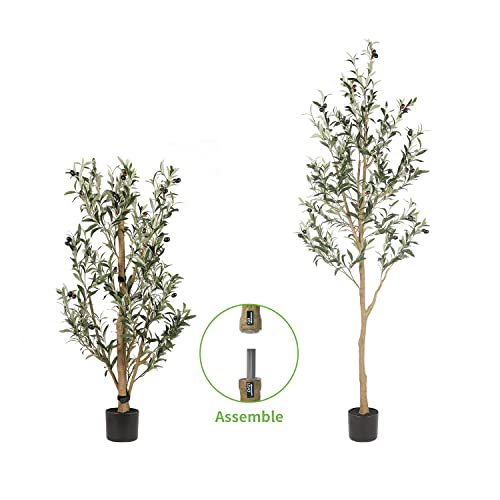 Realead 6Ft Artificial Olive Tree, Tall Faux Olive Tree Plants, Fake Potted Olive Silk Tree With Branches And Fruits, Artificial Trees For Modern Home Office Living Room Floor Decor Indoor (72In) #TOP6
