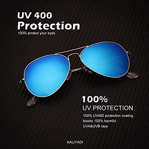 Image of KALIYADI Classic Aviator Sunglasses for Men Women Driving Sun glasses Polarized Lens UV Blocking