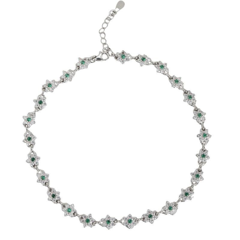 zavya 925 Sterling Silver Cubic Zirconia Floral Rhodium Plating Chain Anklet (Single) | Gift for Women & Girls | 1 Year Plating Warranty-picture-27