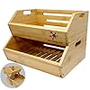 Bamboo Storage Bin - Multipurpose Open Front Stacking Bins for Kitchen & Pantry - Configurable as 2 Tier Bamboo Fruit Basket on Countertop – Ideal for Vegetables, Potato and Onion Storage Bin