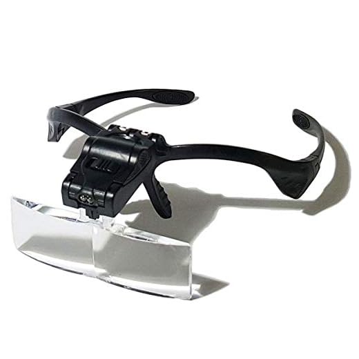 Óculos Lupa de Cabeça com 5 Lentes luz LED Profissional
