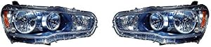 For Mitsubishi Lancer 2008 2009 Lancer Evolution Headlight Assembly Type Pair Driver and Passenger Side DOT Certified MI2502139 MI2503139