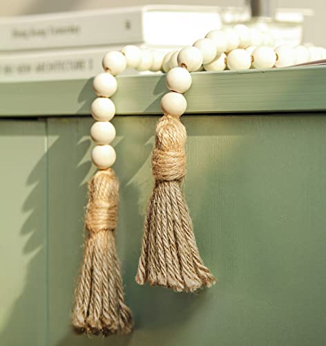 image for Meplait 39in Wood Bead Garland Farmhouse with Tassels,Versatile Prayer