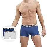 Enfiler DIM Boxer Homme 3D Flex Air Respirabilité x2, Bleu Acier/Blanc, L