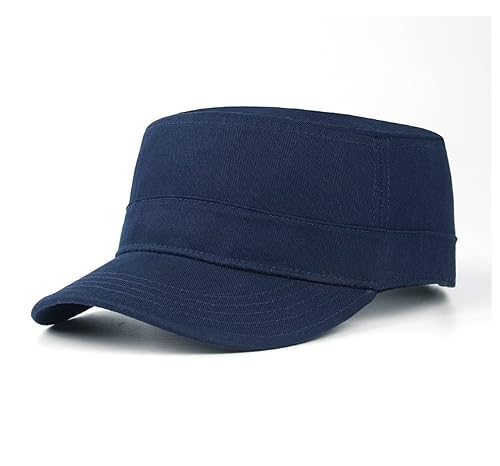 2 Pcs Navy Blue Unisex Cadet Army Cap Military Hat Combat Cap Breathable Baseball Cap Adjustable Flat Top Cap For Men Women #TOP5