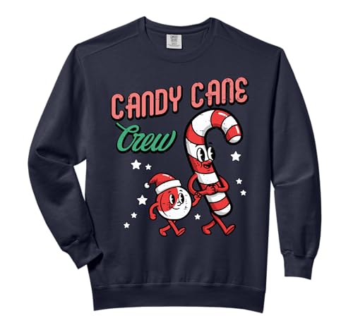 Christmas Candy Cane Crew Squad Xmas Matching Men Women Kids Comfort Colors Adult Sweatshirt