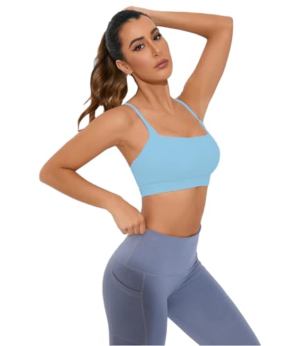 Image of Comper Sports Bra for Women Wirefree Racerback Workout Bras Sexy Thin Straps Yoga Sport Bras with Removable Pads