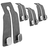 ANBEEISS 4 Stück Auto-Kopfstützenhaken Mit Doppelhaken, 360° Drehbarer Sitzorganizer Aus ABS-Leder Für Aufbewahrung, Stauraum-Erweiterung Und Ordnung Im Fahrzeuginnenraum, Grau