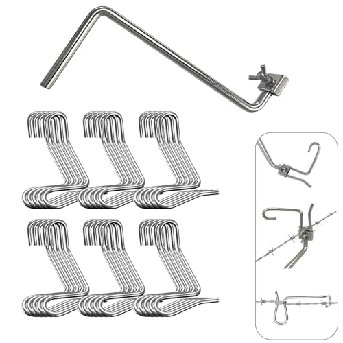 Fence Stretcher Tool Kit - 30-Pack 1/4 Wire Tightener Clips + Heavy-Duty Handle for Barbed Wire Chain Link & Farm Fencing - Rust-Resistant Tensioner for Ranch Garden Pasture