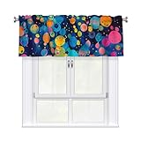 AYCZN Fluorescent Spots Valance Curtains, Colorful Kitchen Valance for Windows, Light Filtering Top Treatment Curtain Topper for for Living Room Bedroom Decor