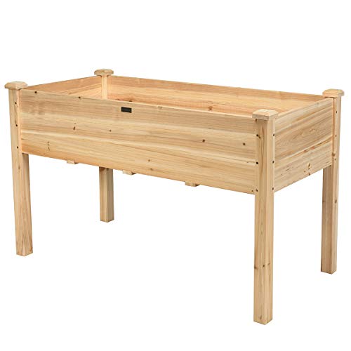 image for Giantex Raised Garden Bed, Wood Planter Box with Legs, Drain Holes, El