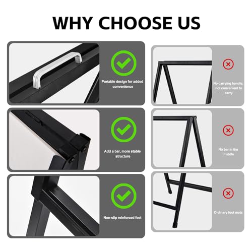 24 x 36 Inch A Frame Sign Double-Sided Folding Sandwich Board Heavy Duty Slide-in Sidewalk Signboard for Outdoor Street Advertising Poster(Frame only,No white board)