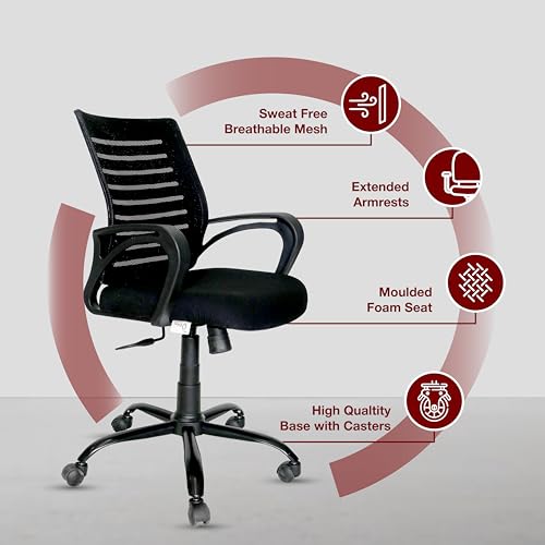 OOLIVE Star OC10 Ergonomic Midback Office Chair | Study Chair | Revolving Chair | Computer Chair for Work from Home Metal Base Seat Height... - Image 3