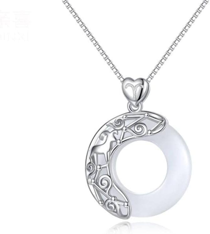 Collier en Argent Sterling et pendentif en jade naturel boucle d'harmonie pour femme