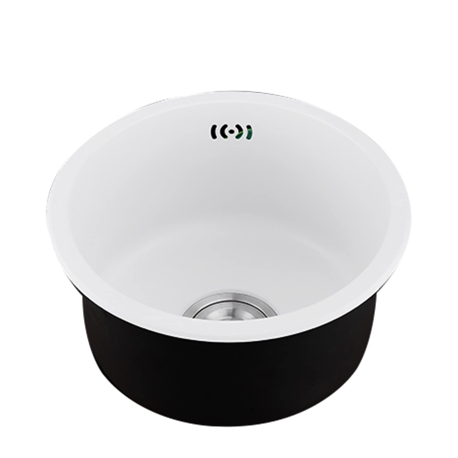 Évier de bar rond blanc en acier inoxydable 41 cm pour rénovation cuisine