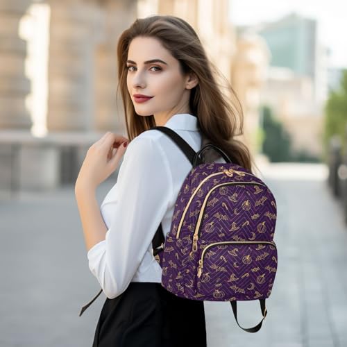 Image of Mini Backpack Halloween Bats Fashion Backpack Purse for Women,Handbag Shoulder Bag Casual Daypack, Ladies Gift for College Work(S)