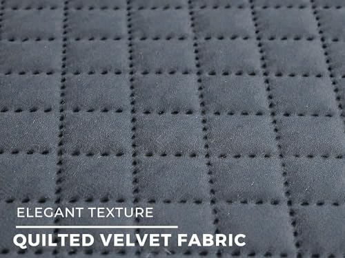 Image of Velvet Quality Raising Quilt Patterns Sofa Covers Set (Dark Grey, 3 Seater)