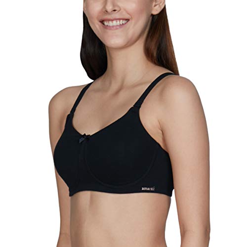 Image of Amante Women's Essential Comfort Non-Padded Non-Wired Full Coverage T-Shirt Bra | Seamless Cotton Blend | Moisture-Wicking Fabric | All-Day Support Bra