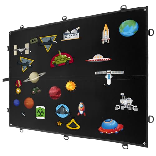 QWORK Klettpatches Display Tafel 110x70CM Schwarz Taktische Patches Klettmatte mit Ösen für Abzeichen Stempel Aufnäher
