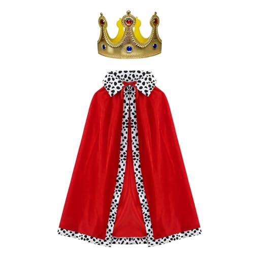 Ieron Set Cosplay Principe 2 Pezzi, Costume da Principe di Halloween, Costume di Natale, Spettacolo Teatrale, Corona da Principe, Set da Grils per Ragazzi da 80 cm, Adatto per Altezza 90-135 cm