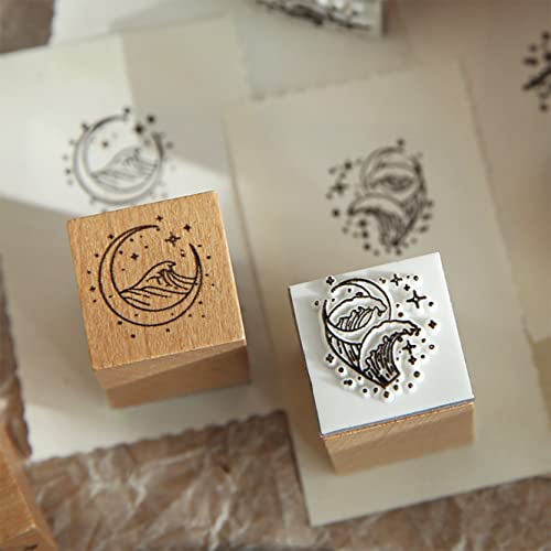 Relaehih 16Cs Wood Rubber Stamps & 12Pcs Craft Ink Pad Stamps Set For Art, Craft, Card Making, Diy, Stationery, Scrapbook, Diary, Letter, Birthday Cards, Thank You Cards Decoration (Mountain & Stream) #TOP4