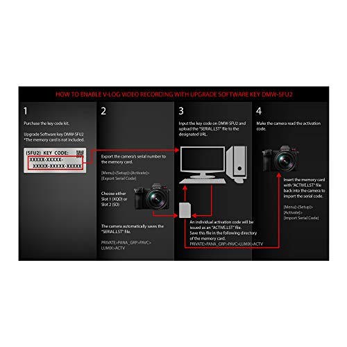Image of PANASONIC LUMIX S1 Filmmaker Profile Unlock Software Key, 4K 60p 4:2:2 10-bit, V-Log and V-Gammut, DMW-SFU2 | Single-Use Digital Key Unlocks V-Log and V-Gamut, Enables 4k60 4:2:2 10-Bit HDMI and 4K 4:2:2 10-Bit on DC-S1