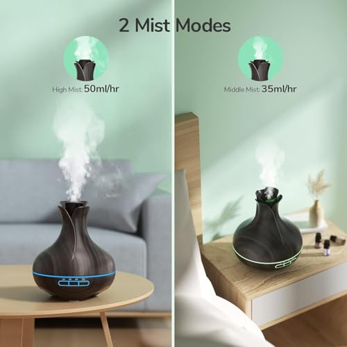 600 ML Aromatherapy Oil Diffusers With 8 Essential Oils Set, Ultrasonic Essential Diffuser With 2 Mist Modes, LED Lights,4 Timer For Large Room - Image 4