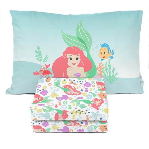 Image of Sunny Side Up Disney The Little Mermaid Twin Sheet Set - 3 Piece Kids Bedding Set Includes Pillow Cover - Super Soft Ariel Microfiber Sheets