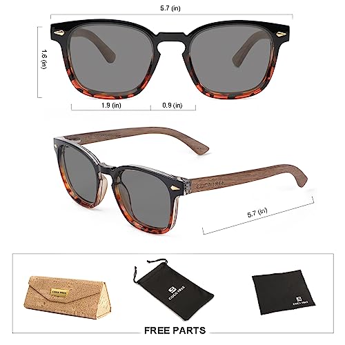Image of HD Polarized Wood Sunglasses for Men and Women UV400 Protection Sports Classic Retro