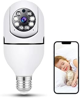 WiFi Light Bulb Camera, 1080P Wi-Fi E27 Security Camera, 360 Degrees Outdoor Surveillance Camera, Full-Color Camera Mobile Phone Remote View and Night Vision(White)