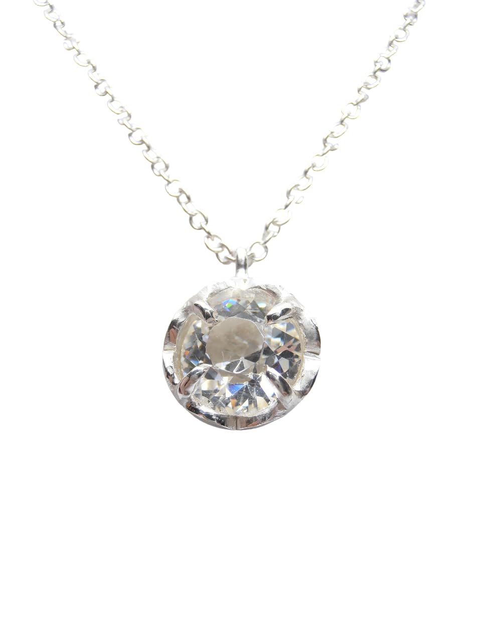 Punto Luce : Girocollo e Ciondolo in Argento 925 con Zircone taglio Brillante - Pendente - Catenina - Collana Pietra Semi-Preziosa
