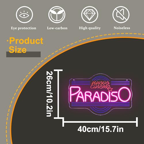 Image of Allball Cinema Paradiso Neon Sign, LED Theater Neon Light USB Powered Dimmable, for Home Cinema Movie Night Party Decor, Movie Lover Gift(15.7 * 10.2 In)