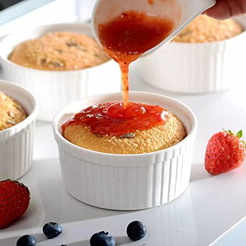 Mirakii White Bone China Ramekin Bowl    150 ml set of 6, For Baking cupcakes, choco lava cake, muffin, creme brulee, souffle dishes. - Image 4 thumbnail