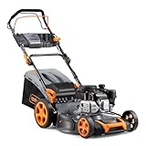 VonHaus Petrol Lawnmower 171cc – Self Propelled Lawn Mower for All Types of Grass/Gardens – 60L Collection Bag, 51cm Working Width, 8 Height Settings