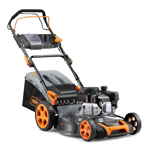 VonHaus Petrol Lawnmower 171cc Self Propelled Lawn Mower for All Types of Grass/Gardens 60L Collection Bag 51cm Working Width 8 Height Settings