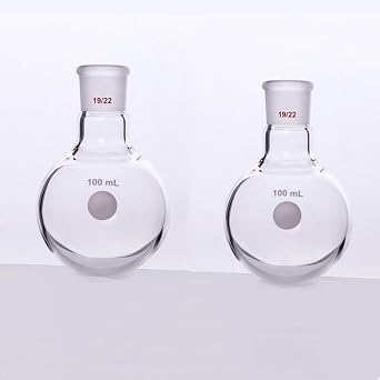 Lab Boiling Flasks 100mL Single Neck Round Bottom Boiling Flasks Borosilicate Glass with 19/22 Standard Taper Outer Joint