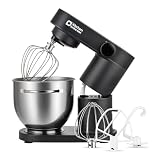 【アップグレード·低騒音版】Kitchen in the box金属ダイカスト一体成型 スタンドミキサー 5L大容量 6段階調速 卓上型ミキサー 3種アタッチメント 捏ねる/混ぜる/泡立てる 一台三役(マットブラック)