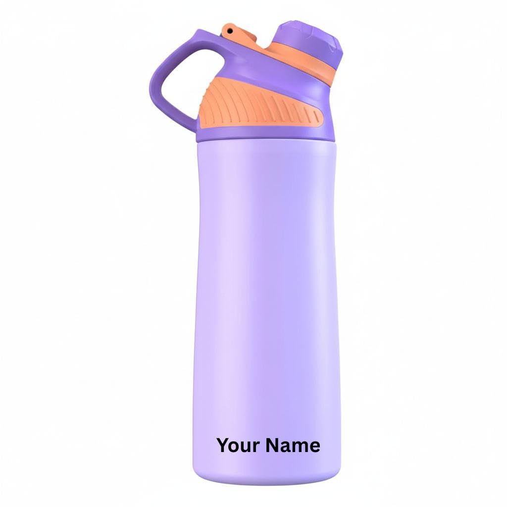 Rabitat ZYLO Personalized Insulated Water Bottle for School Kids | Steel Water Bottle for Kids | Kids Water Bottle | 1+1 Year Brand Warranty | Hot & Cold Upto 24 Hrs | Office,Gym,Outdoor 550ml Purple