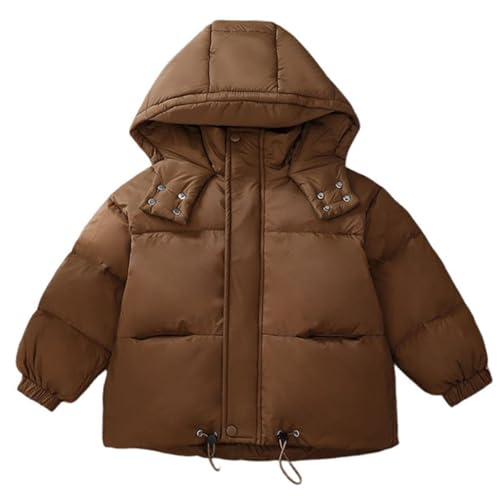 Kids Winter Down Jacket Thick Warmth Quilted Hooded Puffer Coat Soft Comfortable Adjustable Hem Cute Kids Outerwear