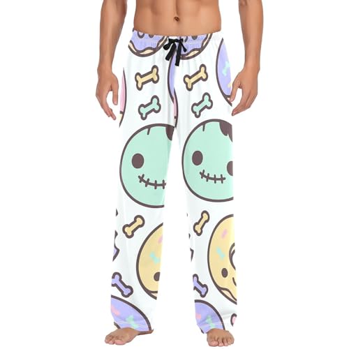 Halloween Zombie Donuts Men's Pajama Bottoms Plaid Pajamas Pants for Men Soft Long Lounge Woven Pj Sleep Pant with Pockets2